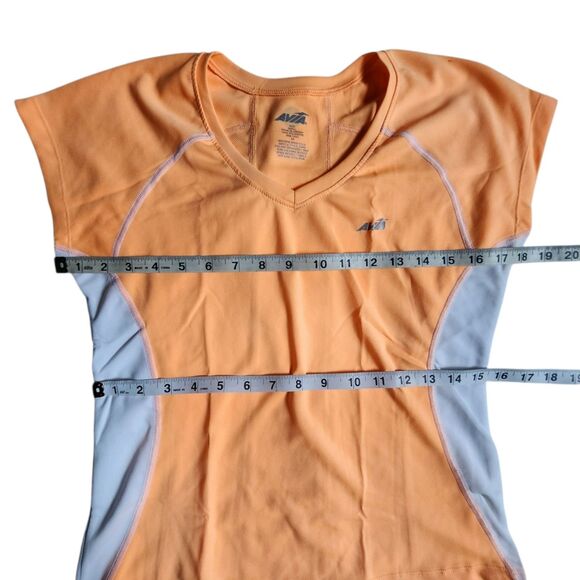 Avia Orange and White V Neck Short Sleeve Athletic T Shirt sz S - Picture 6 of 8